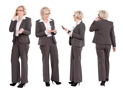 Multiple Businesswomen in Professional Suits Talking on Phones Using Smartphones From Various Angles 3d model