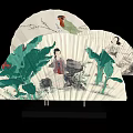 New Chinese Fan Zen Elegant Fan Folding Fan Combination 3d model