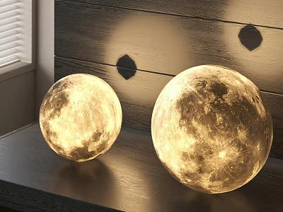 Pair of Modern Moon Shaped Floor Lamps With Realistic Texture And Warm Glow 3d model