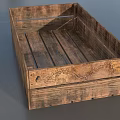 Vintage Rectangular Wooden Shelf With Distressed Texture For Home Storage And 3d model