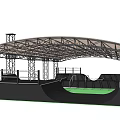 Outdoor Sports Area With Metal Frame Canopy Ramps And Safety Fences