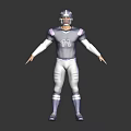 Man in Football Player Uniform With Blue Jersey White Pants Purple Accents Number 11 Helmet