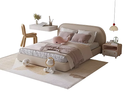 Modern Children's Bed Children's Desk Chair Children's Bedside Table 3d model