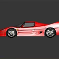 Red Ferrari Sports Car With Sleek Design Rear Spoiler And Shiny Surface On Dark Background