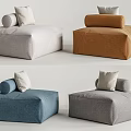 Modern Single Sofa in Multiple Colors with Soft Cushions and Decorative Pillows 3d model