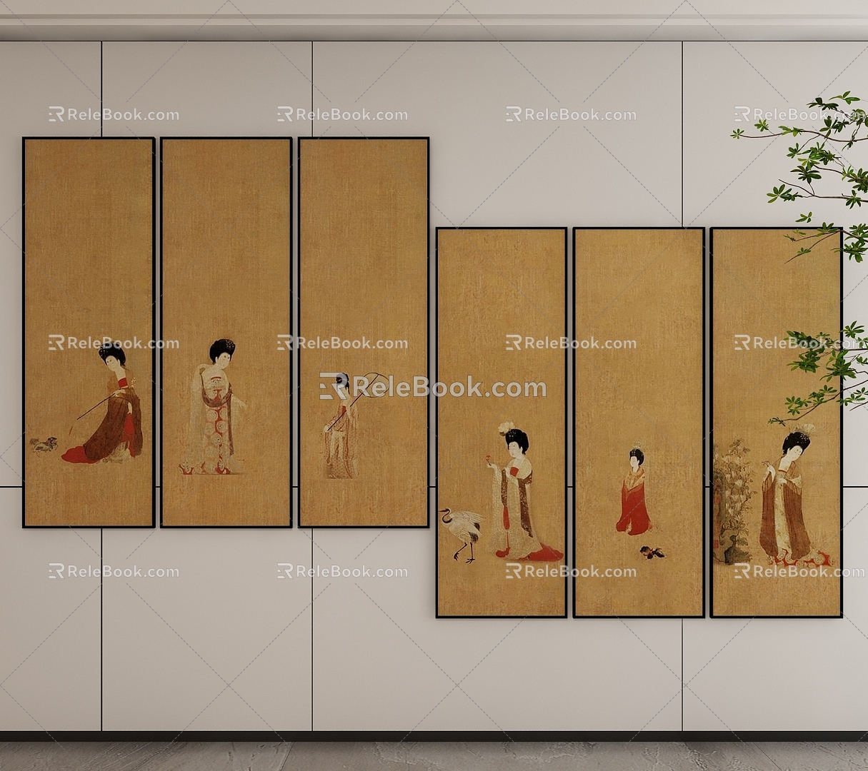 New Chinese Style Decorative Hanging Painting 3d model