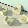 Four Modern Light Beige Single Sofas in Minimalist Interior Design 3d model