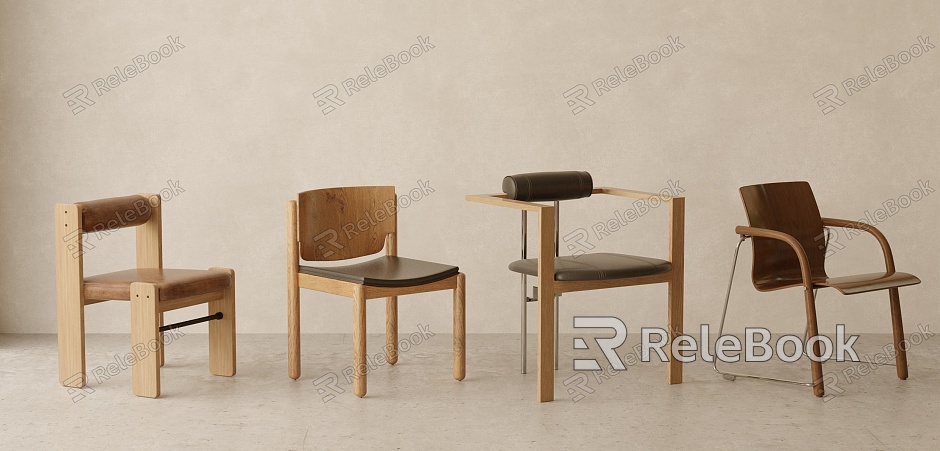 Modern Middle Ancient Wood Grain Leather Dining Chair Combination model