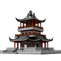 Chinese temple ancient temple relic hall 3d model