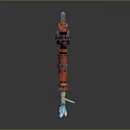 Red Action Robot Figure With Axe Blue Accents And Jet Propulsion Base