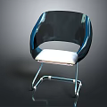 Modern Leisure Chair With Sleek Metal Frame White Cushion And Curved Design