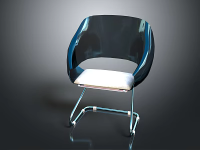 Modern Leisure Chair With Sleek Metal Frame White Cushion And Curved Design 3d model