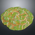 Wood Stone Terrain Model With Winding Path Green Brown Textured Surface 3d model