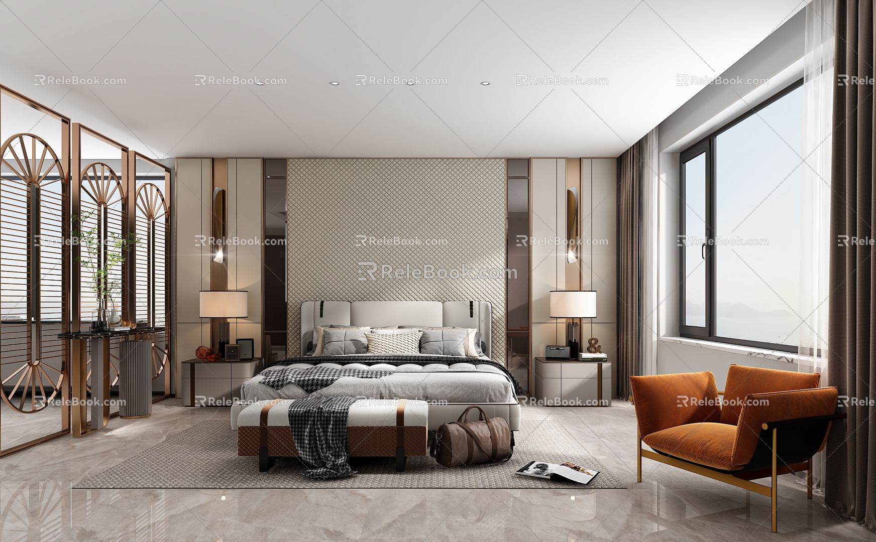 Light Luxury Master Bedroom 3d model