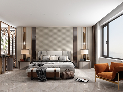 Light Luxury Master Bedroom 3d model