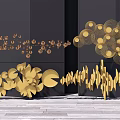 Gold Modern Wall Decor With Geometric Shapes And Artistic 3D Design On Dark Wall