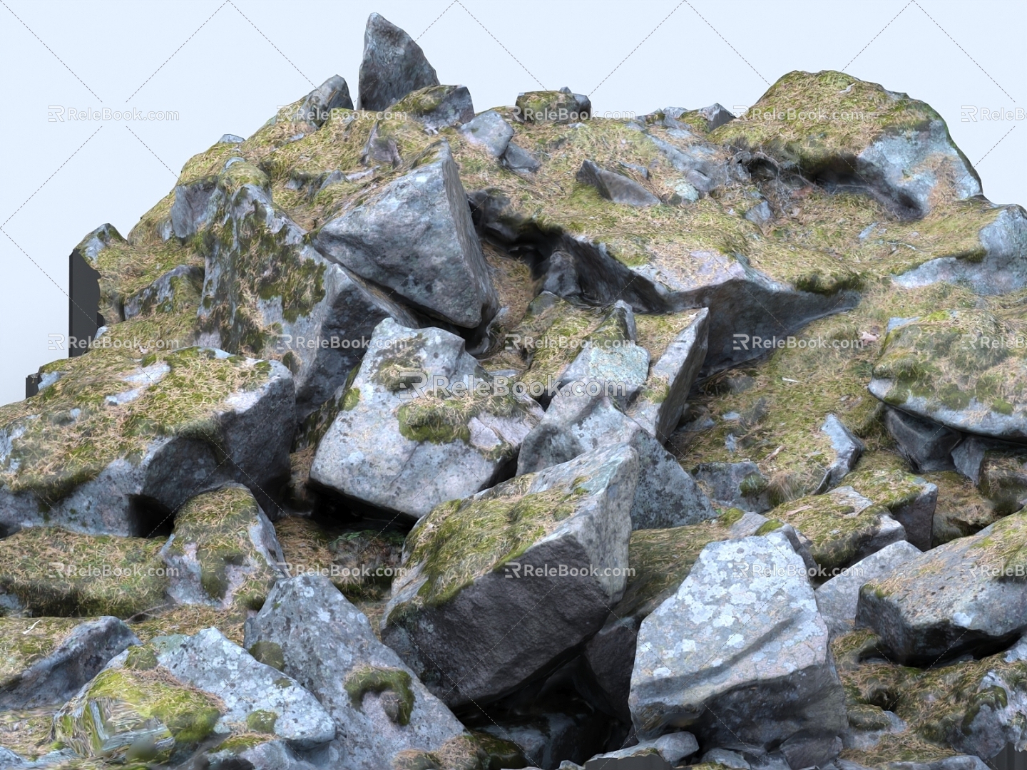 Stone stone pile moss stone moss rock rockery 3d model