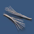 Silver Tassel Earrings Made Of Thin Silver Threads In Drooping Shape For Daily Use