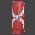 Red Decorative Shield With White Wing Design Chain Pattern And Circular Metal Ornament 3d model