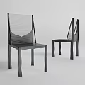 Modern Black Dining Chairs Featuring Linear Backrest And Contemporary Sleek Design 3d model