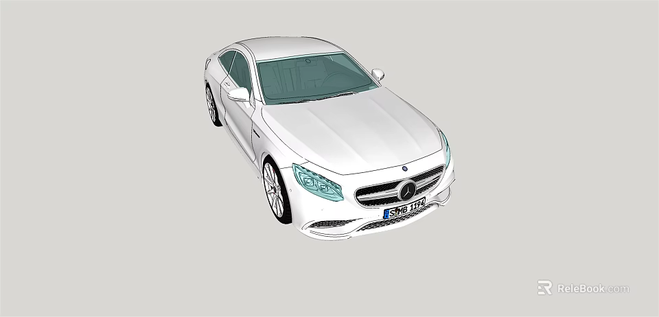 White Luxury Sedan With Streamlined Design Front Grille And LED Headlights 3d model 