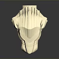 Golden Lion Head Sculpture Featuring Geometric Design And Shiny Metallic Surface