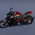 Modern Black And Red Motorcycle With Sleek Design And Leather Seat