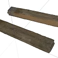 Two Long Rustic Aged Wooden Planks With Natural Texture And Weathered Surface 3d model