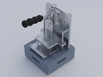 Manual Operation Industrial Equipment With Metal Frame Lever Handle And Sturdy Square Base 3d model