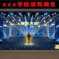 College Award Ceremony Stage With Person Standing And Bright Stage Lights