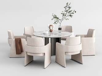 Modern Dining Table and Chair Combination Round Table Dining Table and Chair Combination 3d model