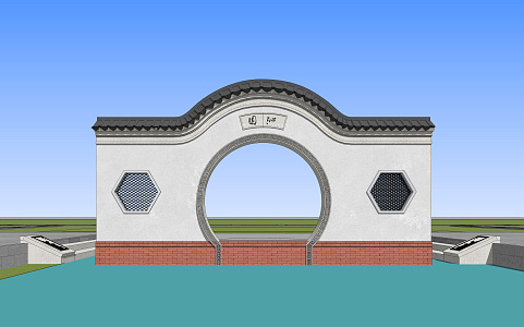 New Chinese Style Landscape Wall Garden Landscape Wall 3d model