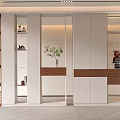 Modern Shoe Cabinet Design With Wood And White Finish Display Shelves And Storage Space