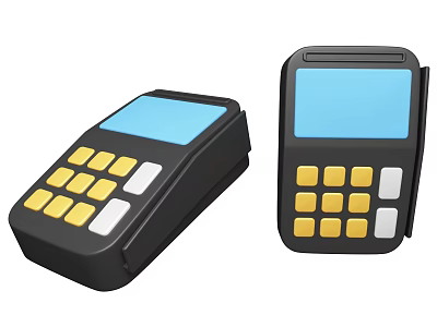 Modern Business Equipment POS Terminals with Touch Screens and Numeric Keypads 3d model
