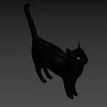 Black Cat Game And Movie Character With Glowing Green Eyes On Green Background