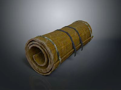 Rolled Woven Plant Straw Mat With Natural Fiber Material And Ties 3d model