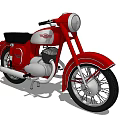 Vintage Red And White Motorcycle With Classic Design Round Headlight And Spoke Wheels