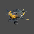 Vintage German Fighter Plane In Yellow Green With Propeller Wings And Wheels