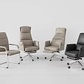 Comfortable Modern Leather Office Chairs With Various Styles And Rolling Wheels 3d model