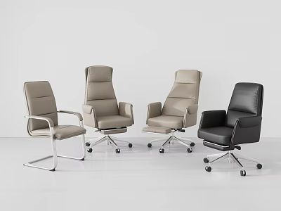 Comfortable Modern Leather Office Chairs With Various Styles And Rolling Wheels 3d model