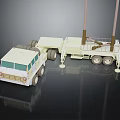 Light Colored Truck Model With Heavy Duty Trailer On Dark Reflective Surface