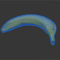 Ripe Yellow Banana With Brown Spots On Shiny Black Background