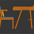Kids Wooden Orange Study Desk With Comfortable Gray Chair For Learning