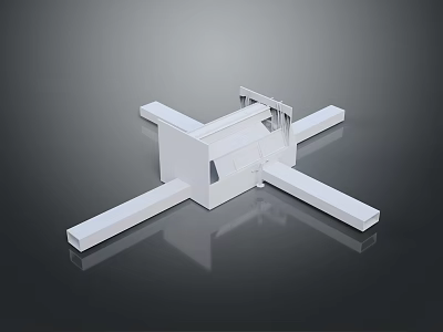 Modern White Architectural Structure With Cross Shaped Frame And Geometric Design 3d model