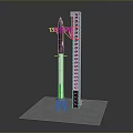 Realistic Rocket Launch Tower Model With Metal Structure And Stand Base 3d model