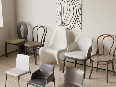Various Styles Modern Design Dining Chairs With Backrests And Cushioned Seats 3d model