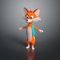 3D Animated Cartoon Fox Game Movie Character With Orange Fur And Blue Vest
