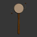 Wooden Rattle Drum With White Drum Head Long Wooden Handle And Attached Ball