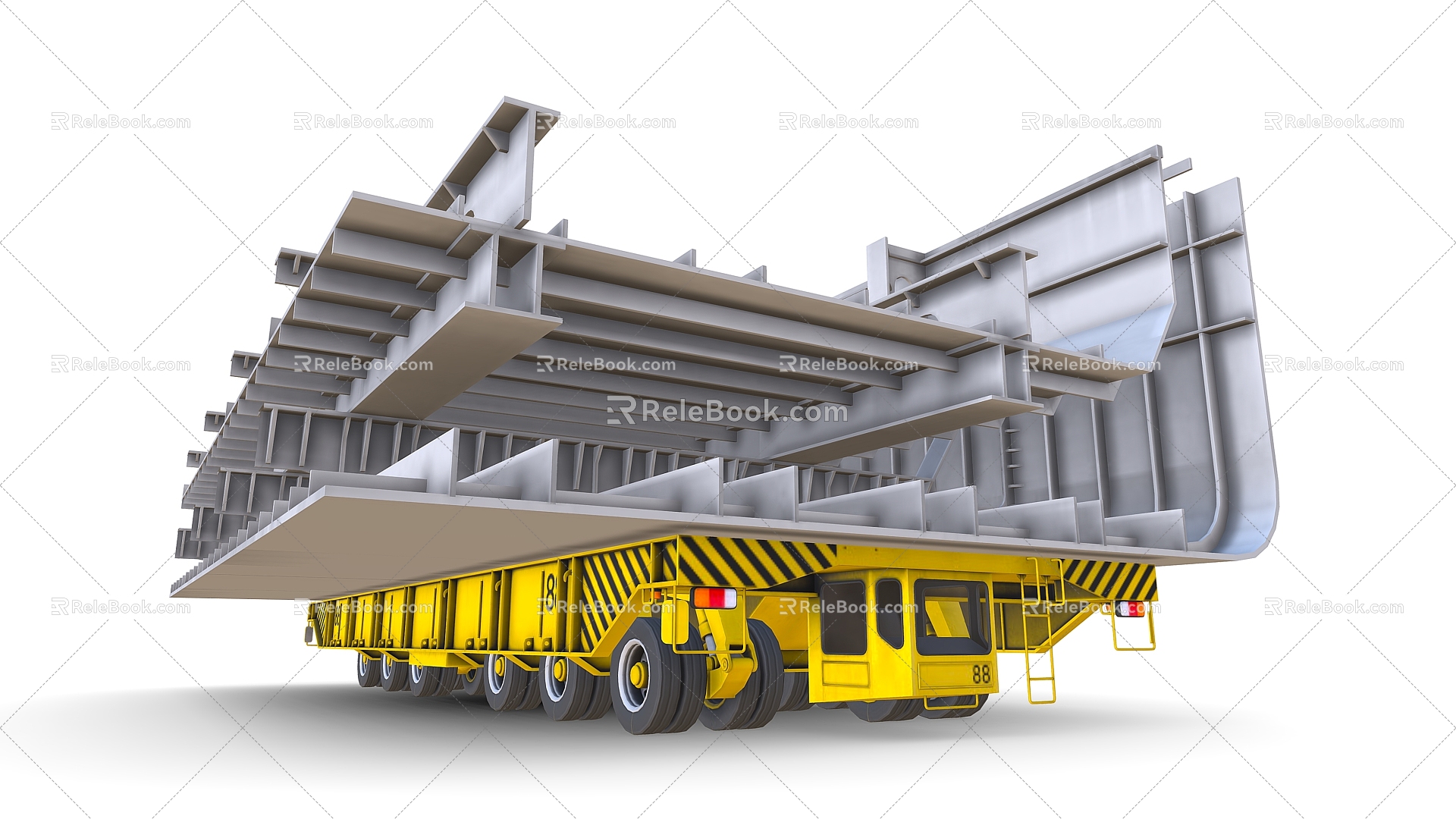 Shipyard Transporter Transporter Trailer Heavy Equipment Transporter Heavy Trailer Truck 3d model