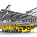 Heavy Duty Yellow Functional Vehicle Trailer Transporting Large Steel Structures
